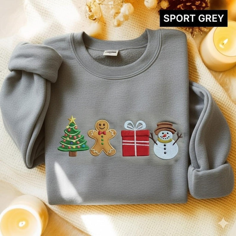 Cute Gingerbread Cookies Embroidered Sweatshirt, Merry Christmas, Cute Christmas Cookies Sweatshirt, Holiday Sweater, Christmas Sweatshirt