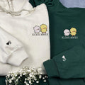 Cute Cartoon Chick Custom Roman Numeral Matching Embroidered Hoodies For Couples