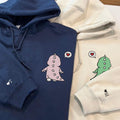 Cute Dinosaur Couple Custom Embroidered Matching Hoodies For Couples