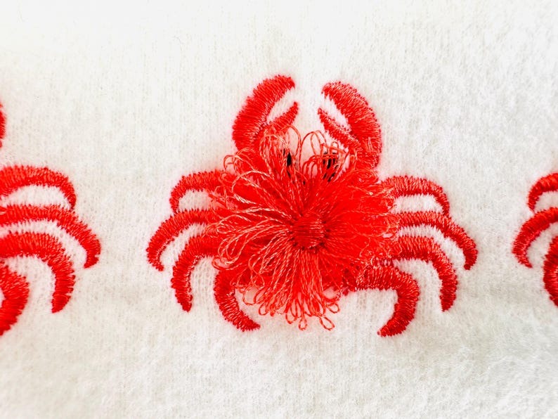 Cute mini Crab Fluffy Embroidered Sweatshirt, Fringe Embroidered Sweatshirt, Embroidered Sweatshirt