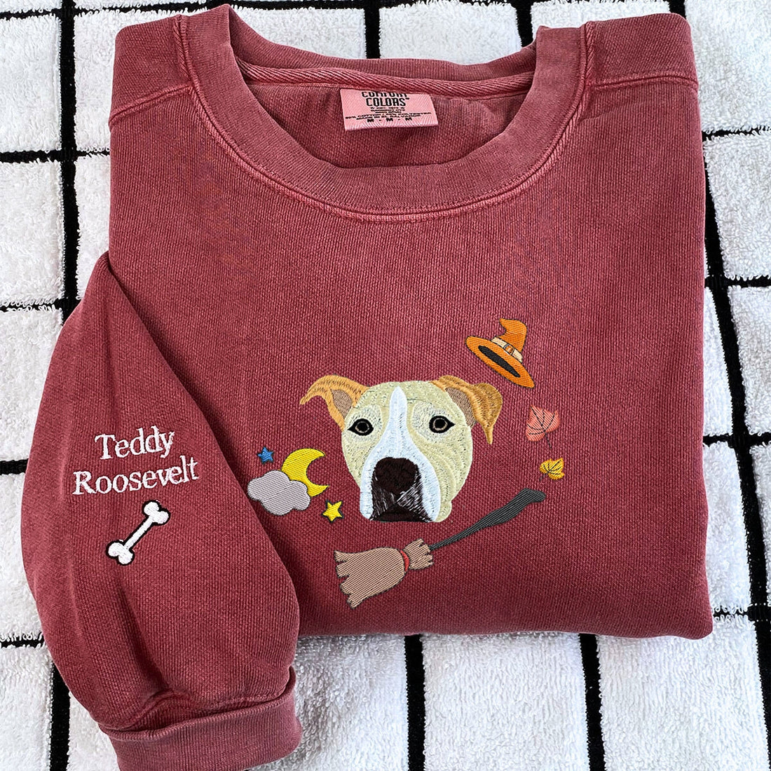 Comfort ColorsÂ® Custom Embroidered Halloween Dog Portrait T-Shirt or Sweatshirt