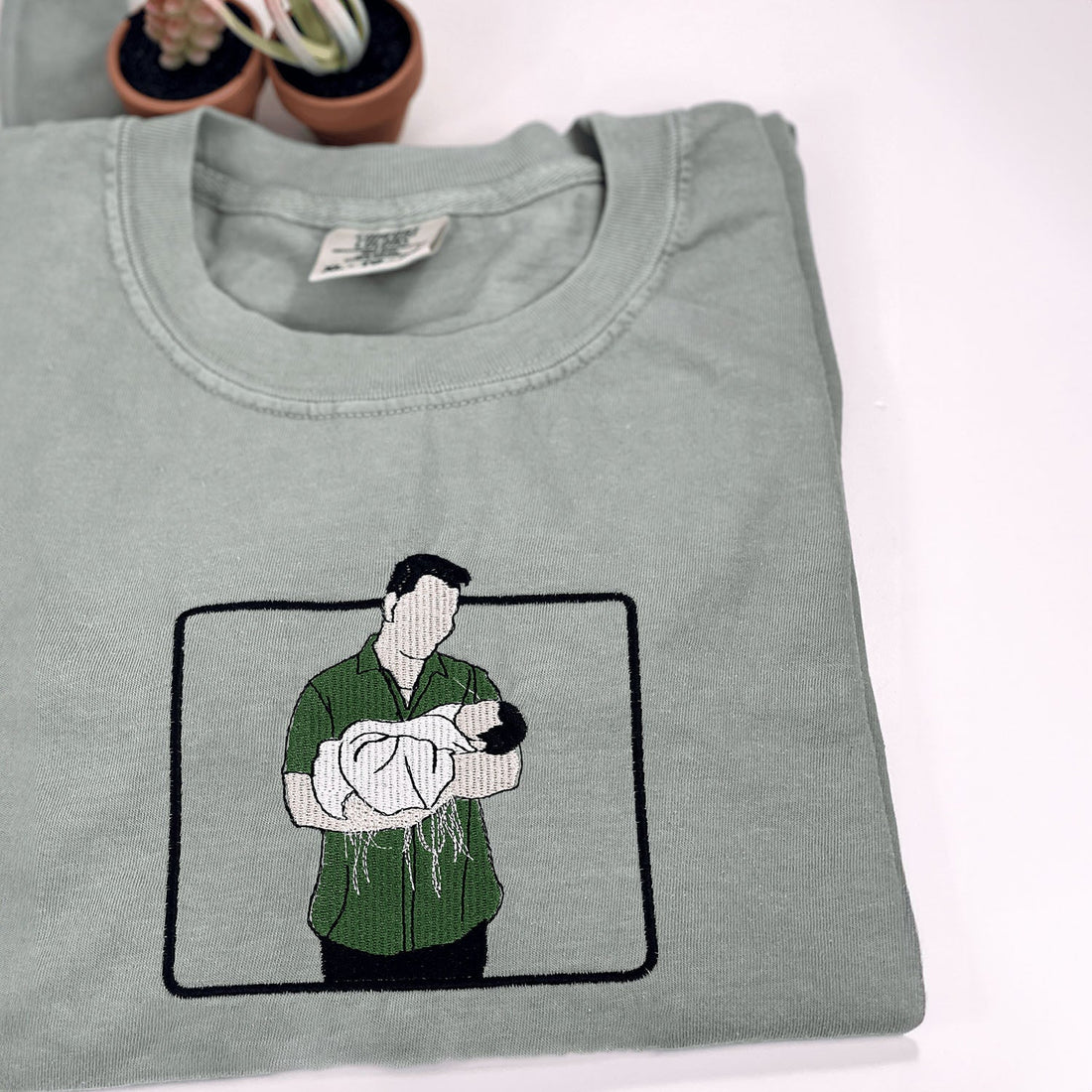 First Fathers Day Gift Idea with Custom Embroidered Comfort ColorÂ® T-Shirt