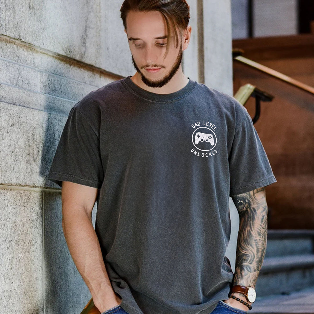 Comfort ColorÂ® Embroidered Dad Level Unlocked Shirt