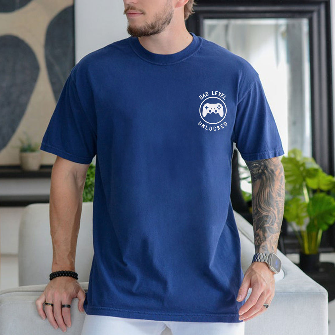 Comfort ColorÂ® Embroidered Dad Level Unlocked Shirt
