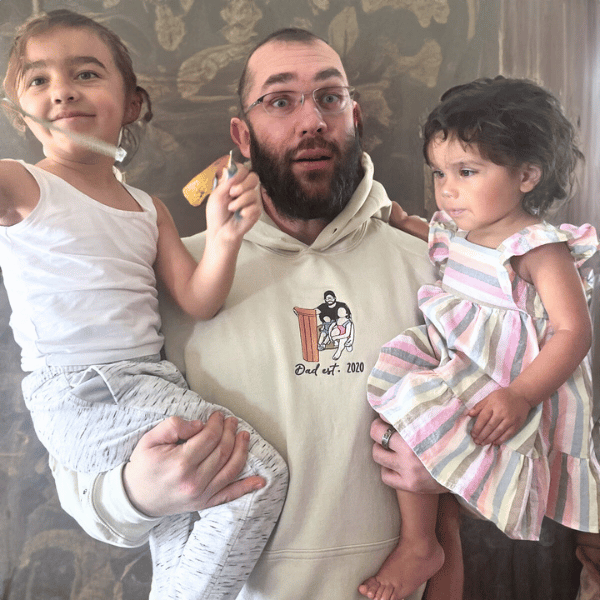 Dad Sweatshirt or Hoodie, Embroidered Gift with Father and Son Daughter Portrait Photo
