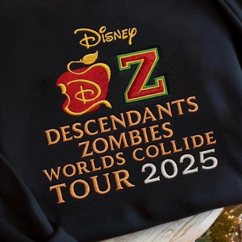 Descendants Zombies World Tour Embroidered Sweatshirt, Disney The Rise Of Red Group Shirt, Descendants Zombies Worlds Collide Tour Sweater