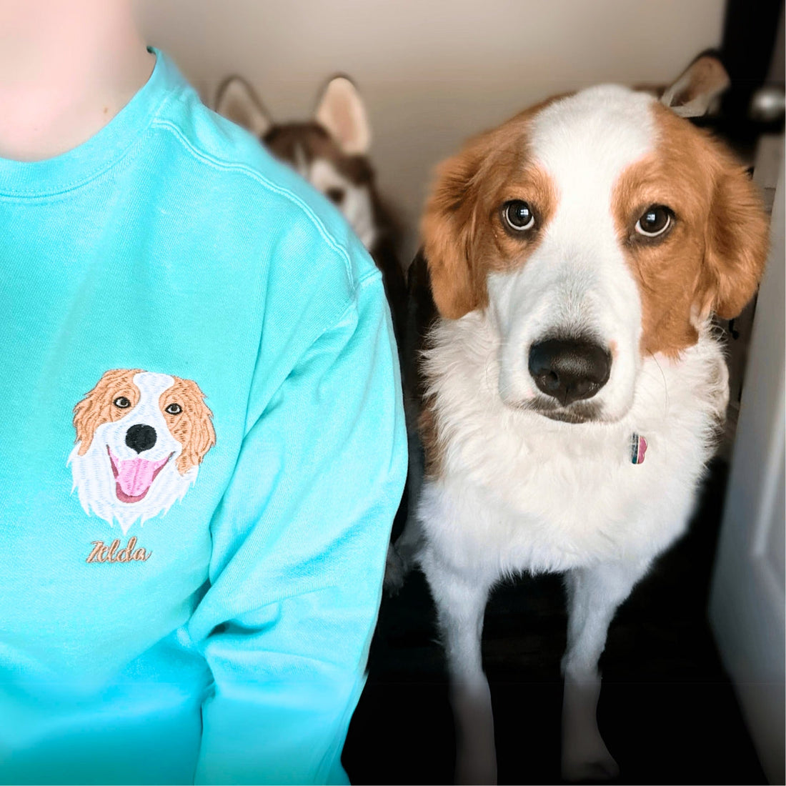 Comfort ColorÂ® Personalized Dog Sweatshirts for Humans with Custom Embroidered Dog Face and Dog Name
