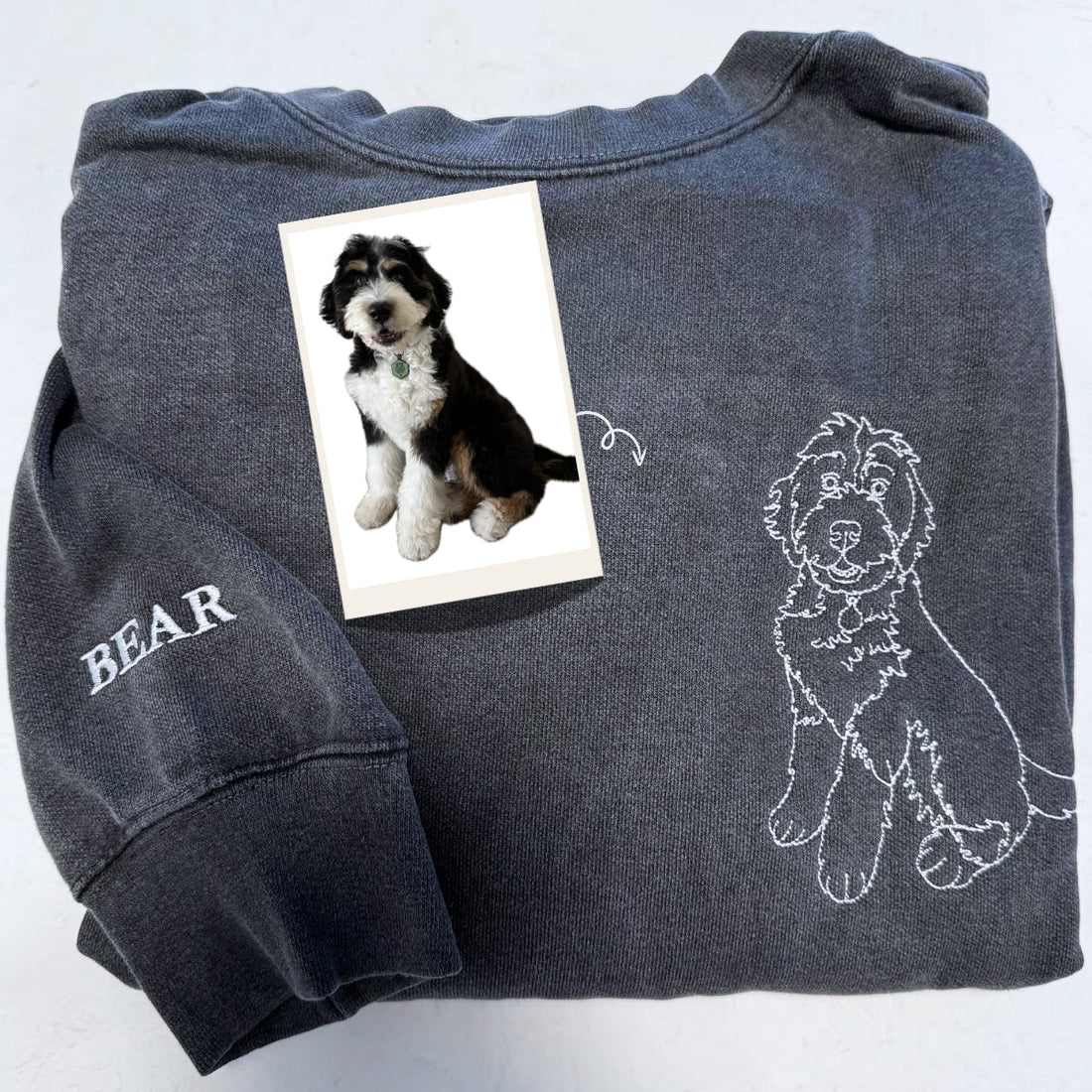 Comfort ColorÂ® Personalized Dog Sweatshirts for Humans with Custom Embroidered Dog Face and Dog Name