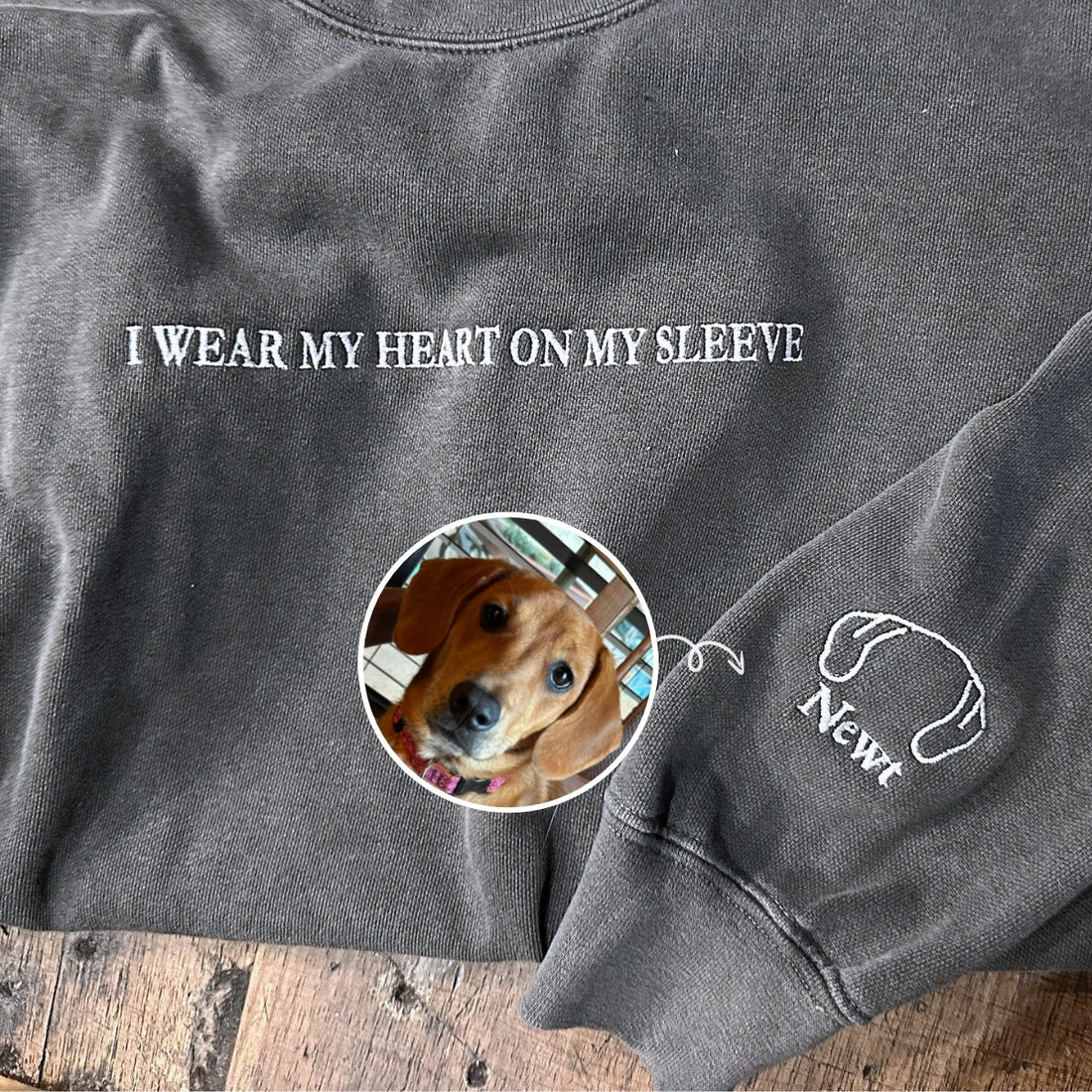 Comfort ColorÂ® I Wear My Heart On My Sleeve Dog Sweatshirt with Dog Ear on Sleeve