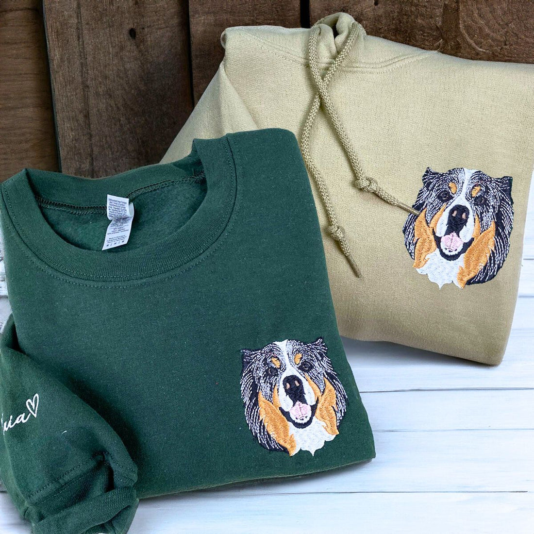 Dog Lover Twin Pack: Embroidered Crewneck Sweatshirt & Hoodie