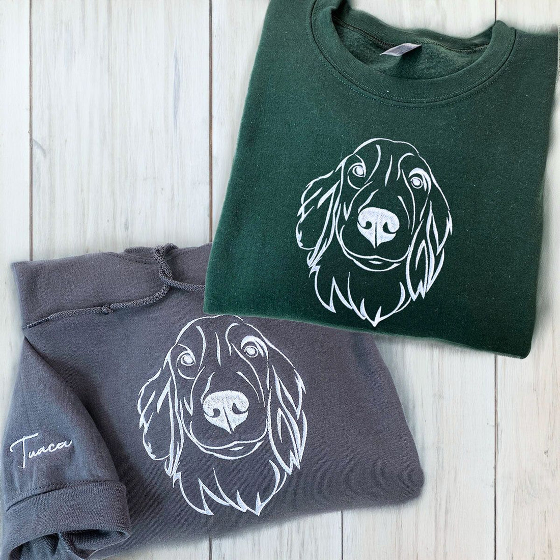 Dog Lover Twin Pack: Embroidered Crewneck Sweatshirt & Hoodie