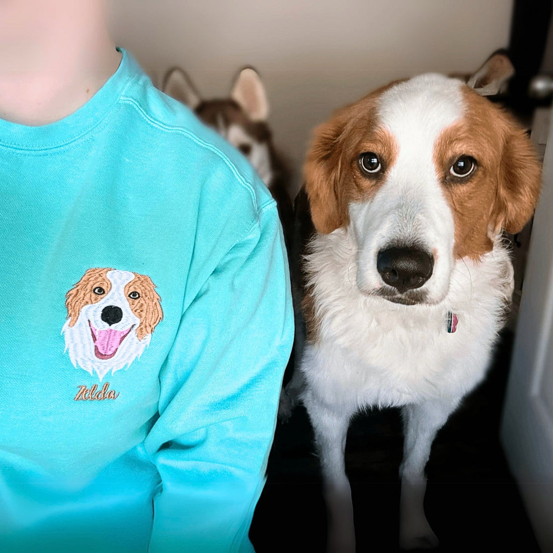 Comfort ColorÂ® Custom Pet Embroidered Sweatshirt from Photo, Personalized Pet Face and Pet Name Sweatshirt or Shirt