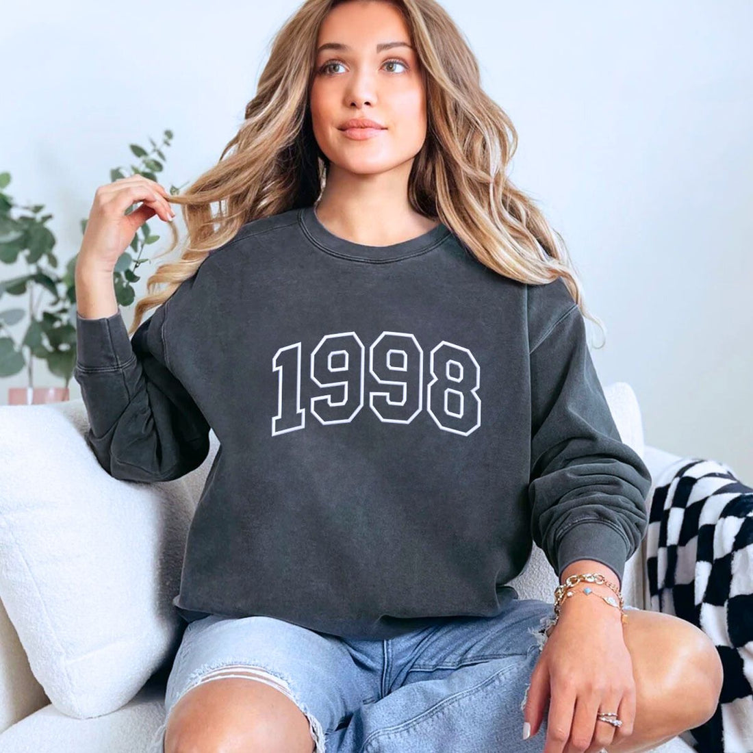 Comfort ColorsÂ® Custom Embroidered Birth Year Varsity T-Shirt or Sweatshirt