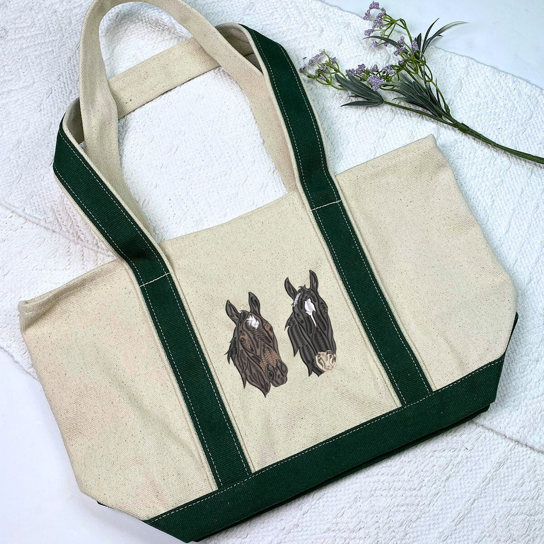 Personalized Horse Tote Bag with Custom Embroidered Photo - Unique Horse Lover Gift Idea