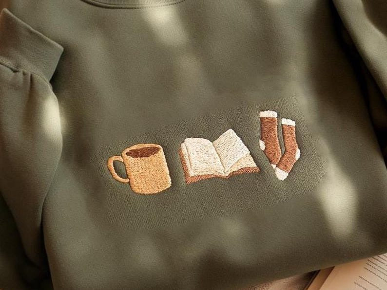 Embroidered Cozy Book Sweatshirt, Cute Fall Sweatshirt, Book Lover Sweater, Cute Autumn Books Sweatshirt, Cozy Season Sweatshirt, Cozy Shirt