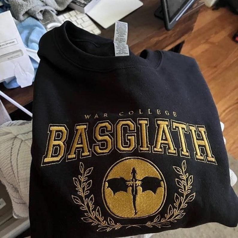 Embroidered Fourth Wing Sweatshirt, Basgiath War College Sweatshirt, Rebecca Yoros, Dragon Rider, Bookish Shirt, Embroidered Basgiath Shirt