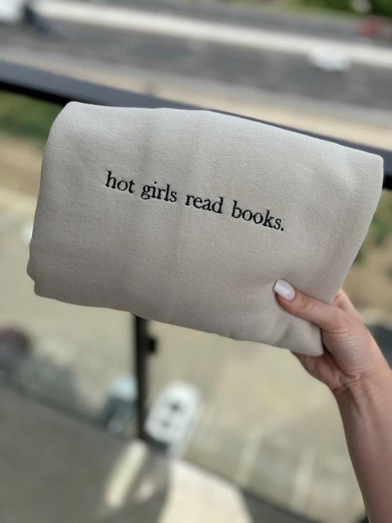 Embroidered Hot Girls Read Books Sweatshirt, Bookish Embroidered Sweatshirt, Romance Reader Sweatshirt, Book Sweatshirt, Gift for Book Lover