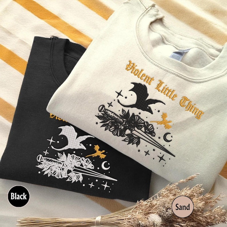 Embroidered Violent Little Thing Sweatshirt, Basgiath War College Embroidered Sweatshirt, Fourth Wing Sweatshirt, Xaden Riorson Sweater