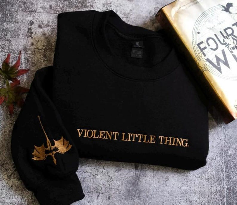 Embroidered Violent Little Thing Sweatshirt, Basgiath War College Sweatshirt, Fourth Wing Sweatshirt, Bookish Shirt, Embroidered Basgiath