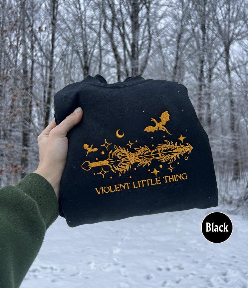 Embroidered Violent Little Thing Sweatshirt, Fourth Wing Sweatshirt, Basgiath War College Embroidered Sweatshirt, Xaden Riorson Sweatshirt