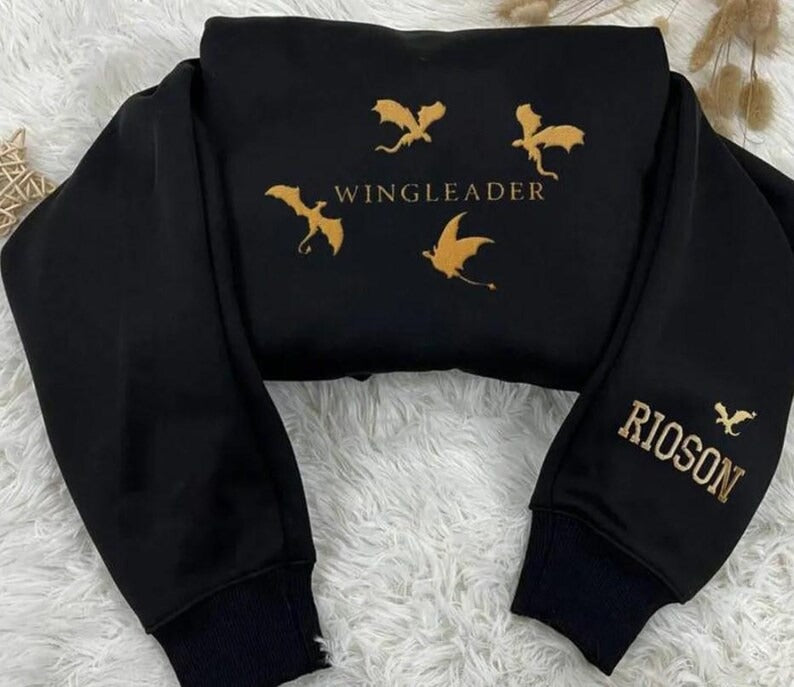 Embroidered Wingleader Sweatshirt, Fourth Wing Sweatshirt, Basgiath War College Sweatshirt, Dragon Rider Shirt, Book Lover Gifts