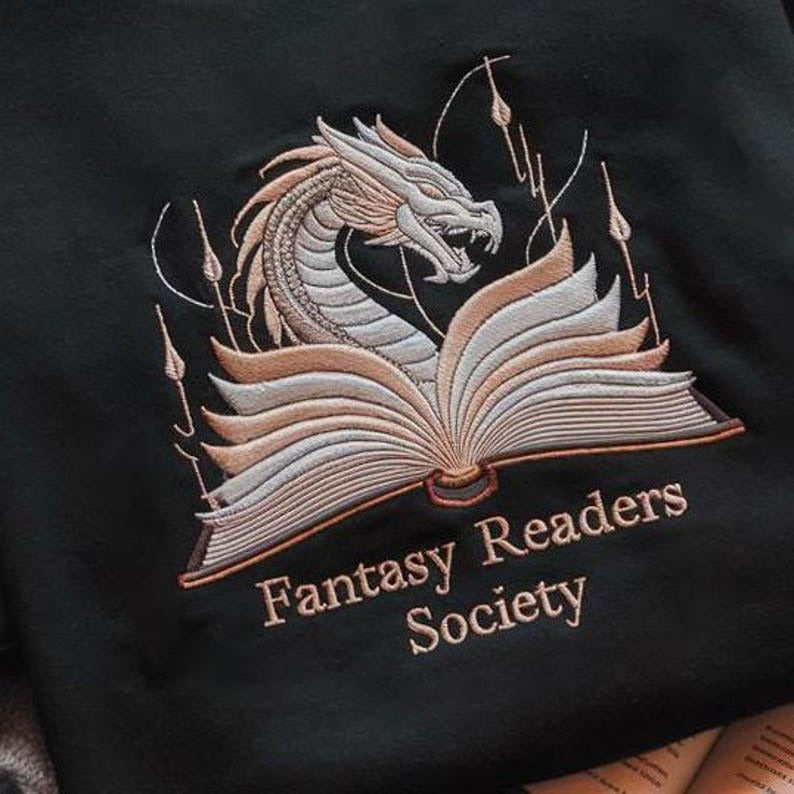Fantasy Readers Society Embroidered Sweatshirt, Dragon Lover Shirt, Mythical Creatures Book Shirt, Bookish Shirt, Fantasy Book Lover Shirt