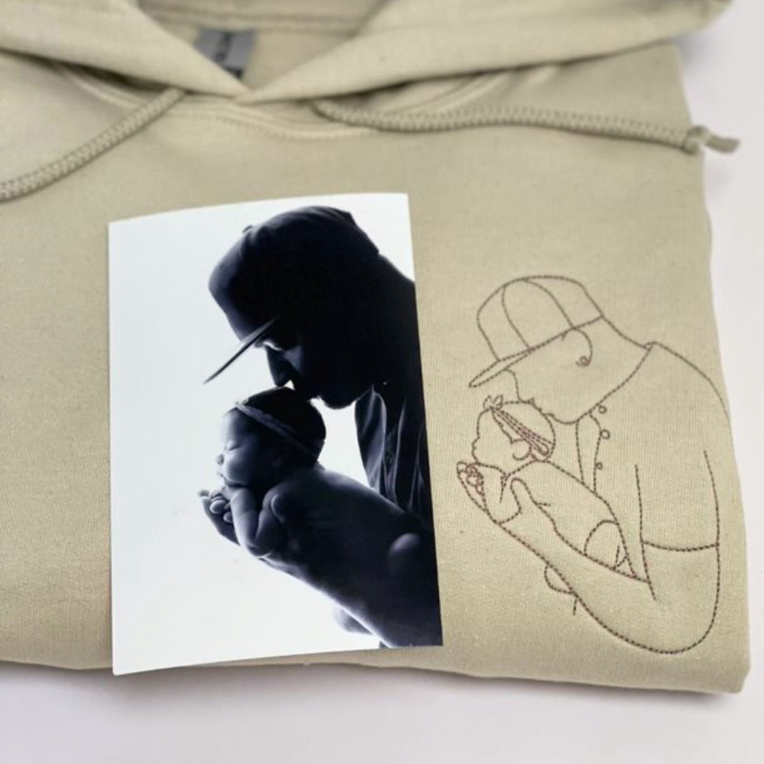 Father Day Sweatshirt, Personalized Gifts for Dad from Daughter or Son with Outline Portrait Photo
