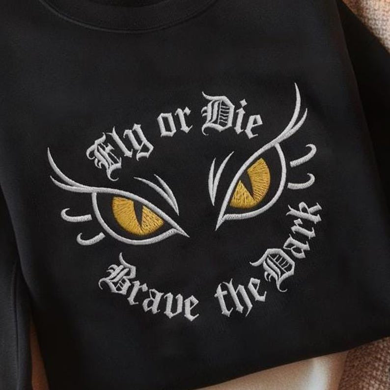 Fly Or Die Fourth Wing Embroidered Sweatshirt, Onyx Storm Brave The Dark, Dragon Rider Shirt, Basgiath War College, Dragon Books Lover Shirt