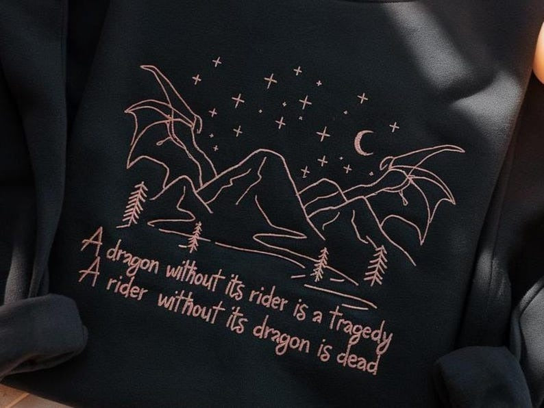 Fourth Wing Embroidered Sweatshirt, Basgiath War College Shirt, Bookish Shirt, Xaden Riorson, Gifts For Readers, Fantasy Book Dragon Sweater