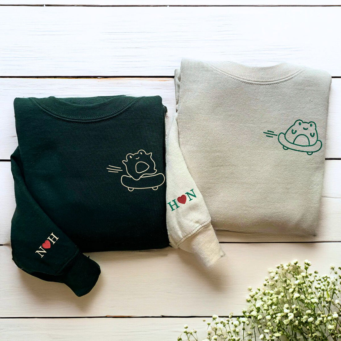 Custom Embroidered Frog Skateboards Matching Sweatshirt or Hoodie