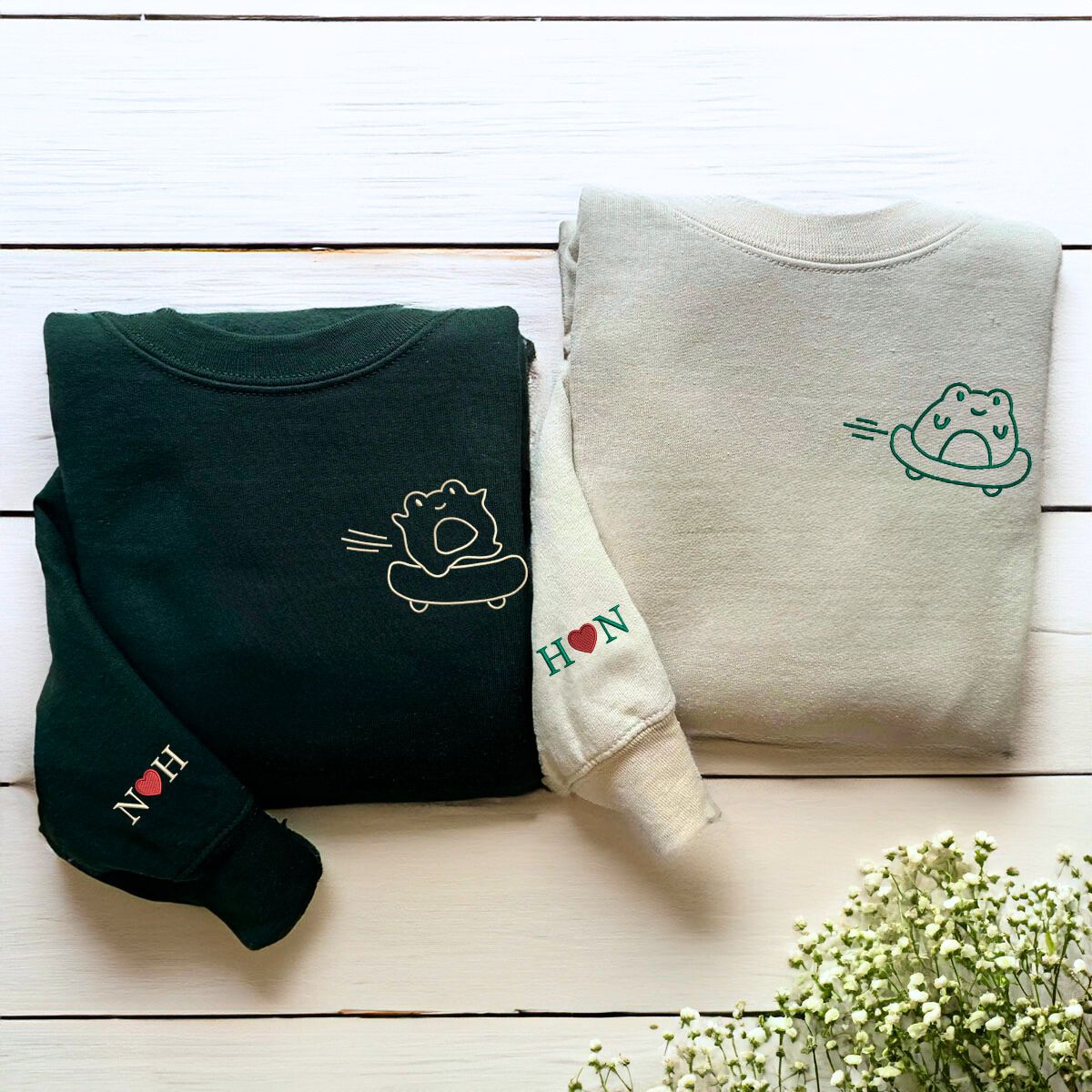 Custom Embroidered Frog Skateboards Matching Sweatshirt or Hoodie