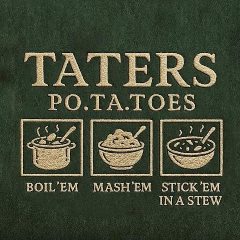 Funny Potatoes Embroidered Sweatshirts, Boil Em Mash Em Stick Em In a Stew Shirt, Fantasy Book Shirt, Middle Earth Wizard Journey Fellowship