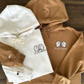 Funny White Bear Couple Custom Roman Numeral Matching Embroidered Hoodies For Couples