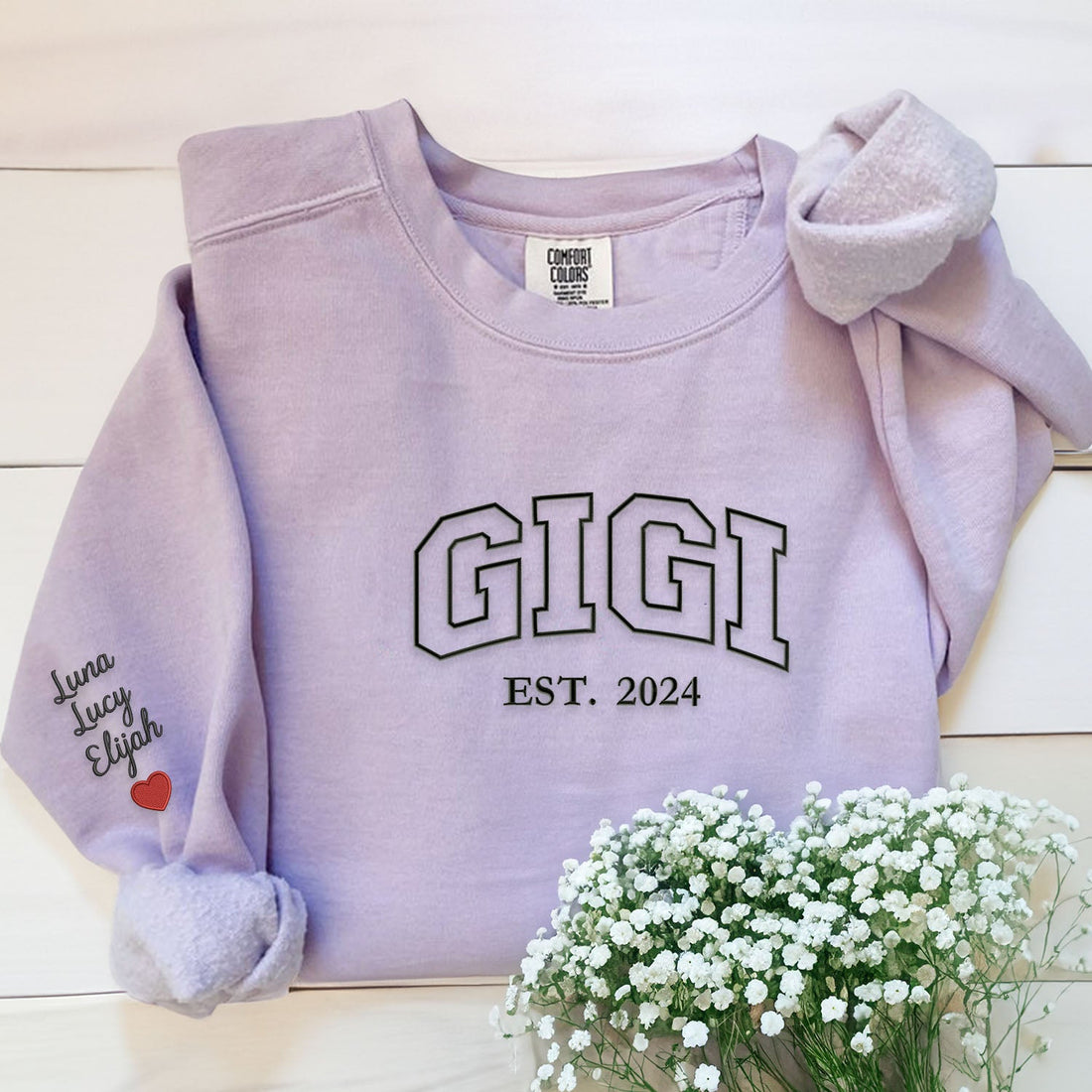 Comfort ColorÂ® Embroidered Gigi Shirt with Grandkids Names