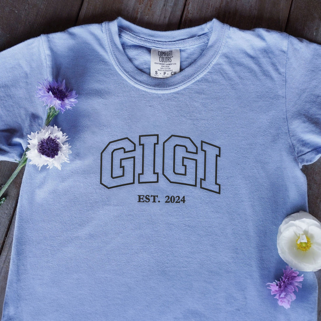 Comfort ColorÂ® Embroidered Gigi Shirt with Grandkids Names