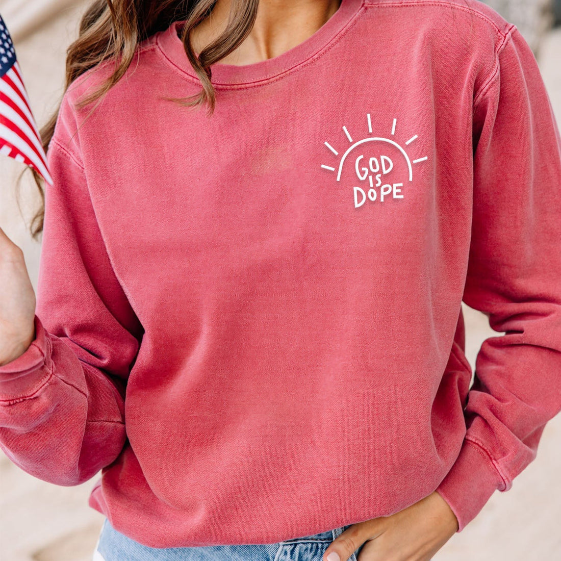 Comfort ColorÂ® Embroidered God Is Dope Shirt or Sweatshirt