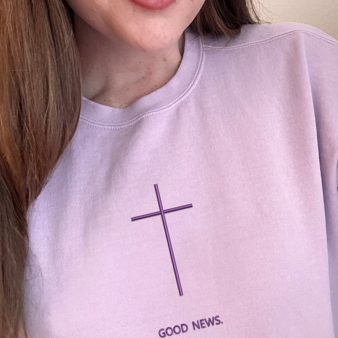 Comfort ColorÂ® Embroidered Good News Sweatshirt