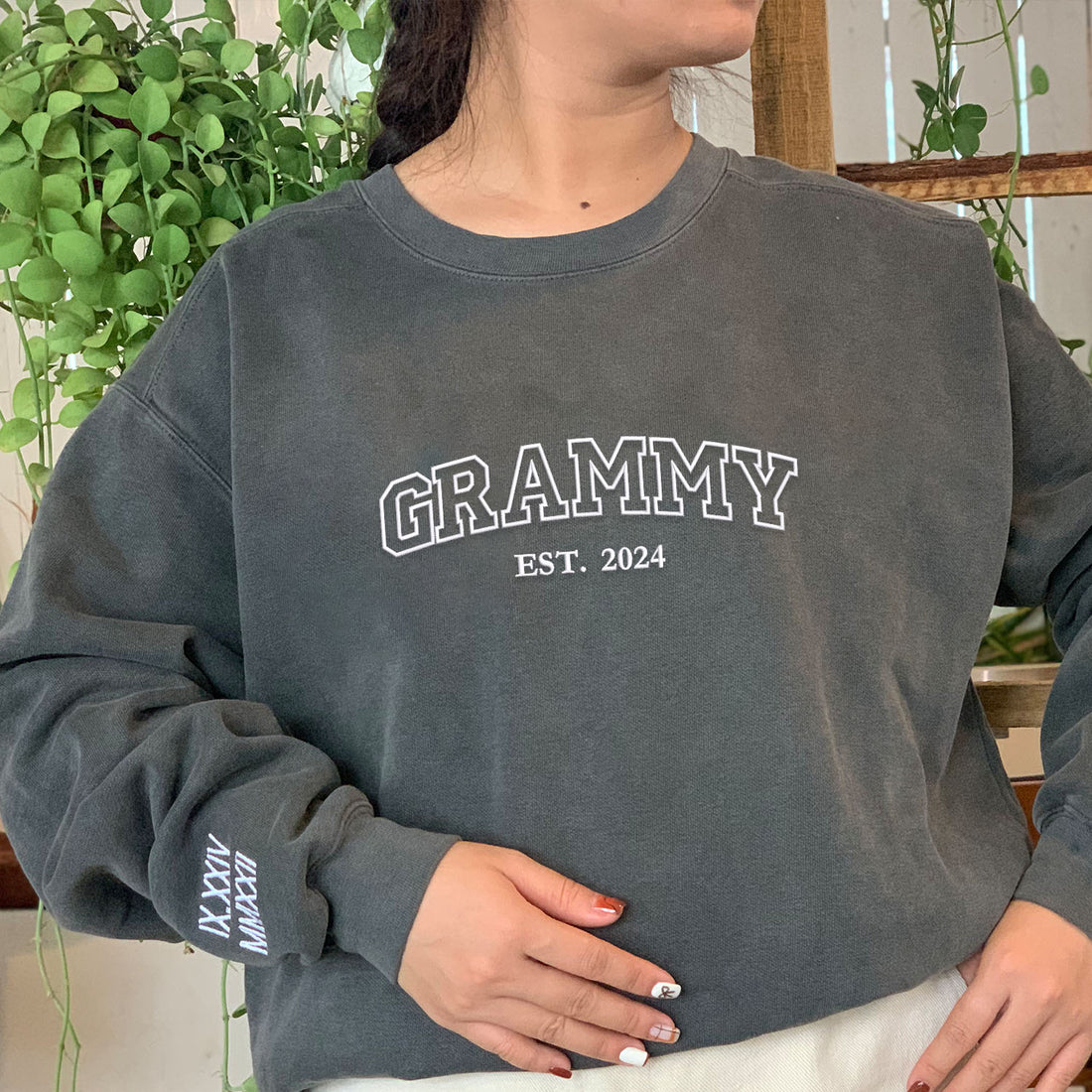 Comfort ColorÂ® Embroidered Grammy Shirt with Grandkids Names, Gift for Mother's Day