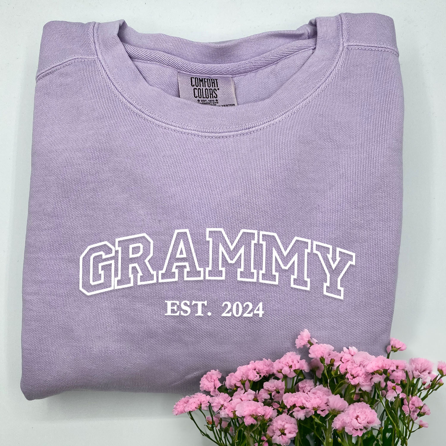 Comfort ColorÂ® Embroidered Grammy Shirt with Grandkids Names, Gift for Mother's Day