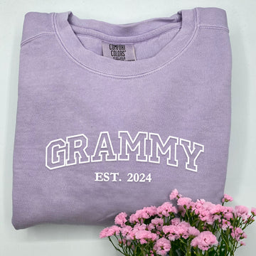 Comfort ColorÂ® Embroidered Grammy Shirt with Grandkids Names, Gift for Mother's Day
