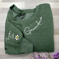 Custom Embroidered Grandma Sweatshirt with GrandKids Names on Sleeve, Personalized Mother's Day Gift
