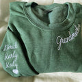 Custom Embroidered Grandmother Sweatshirt with GrandKids Names on Sleeve