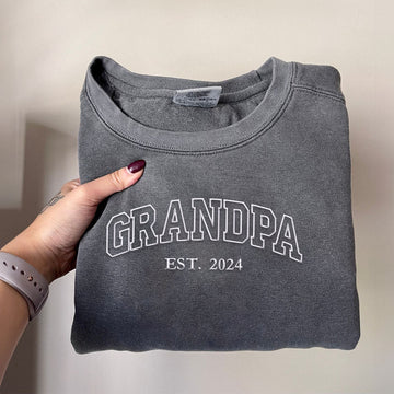 Comfort ColorÂ® Embroidered Grandpa Est Sweatshirt, Gift for Father's Day