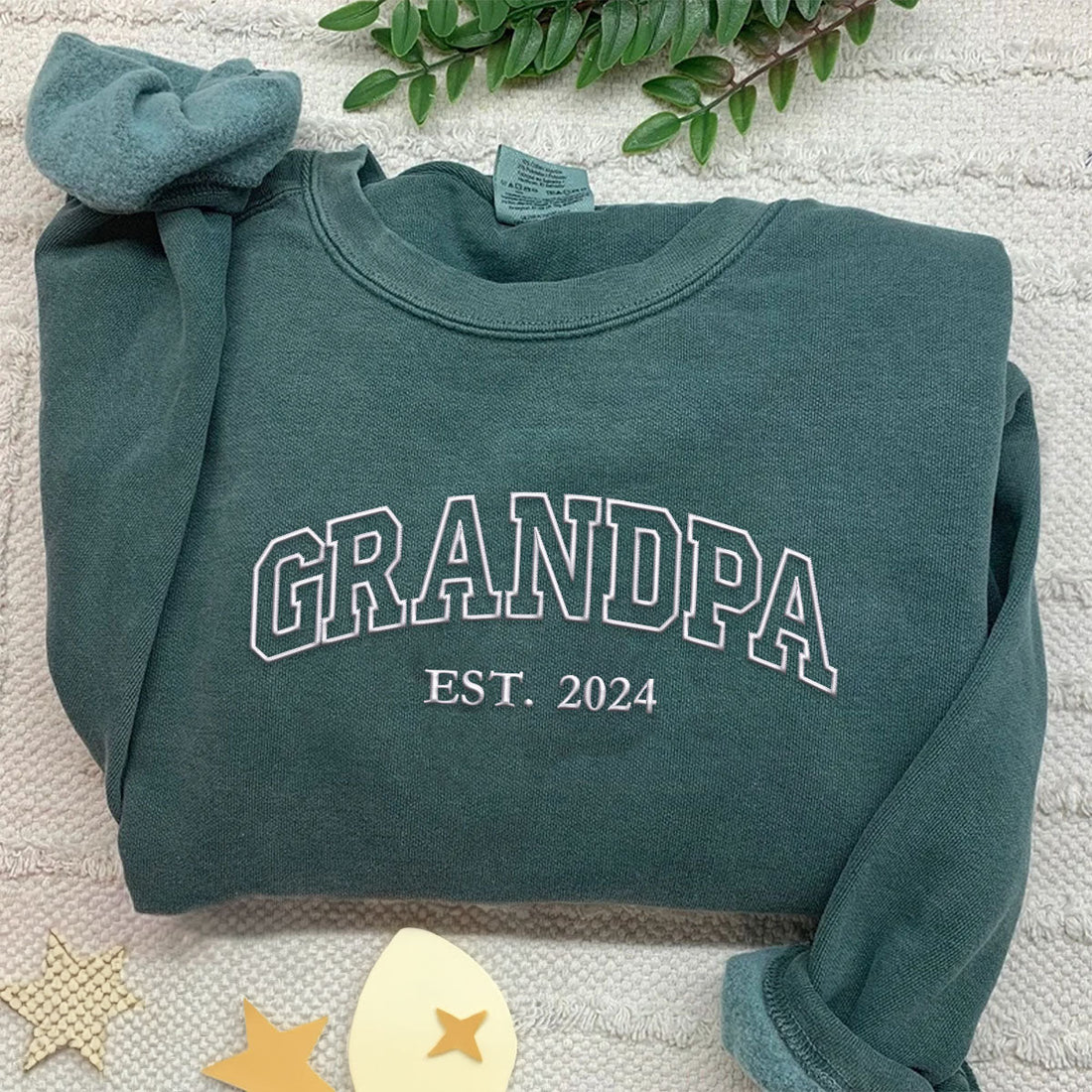 Comfort ColorÂ® Embroidered Grandpa Est Sweatshirt, Gift for Father's Day