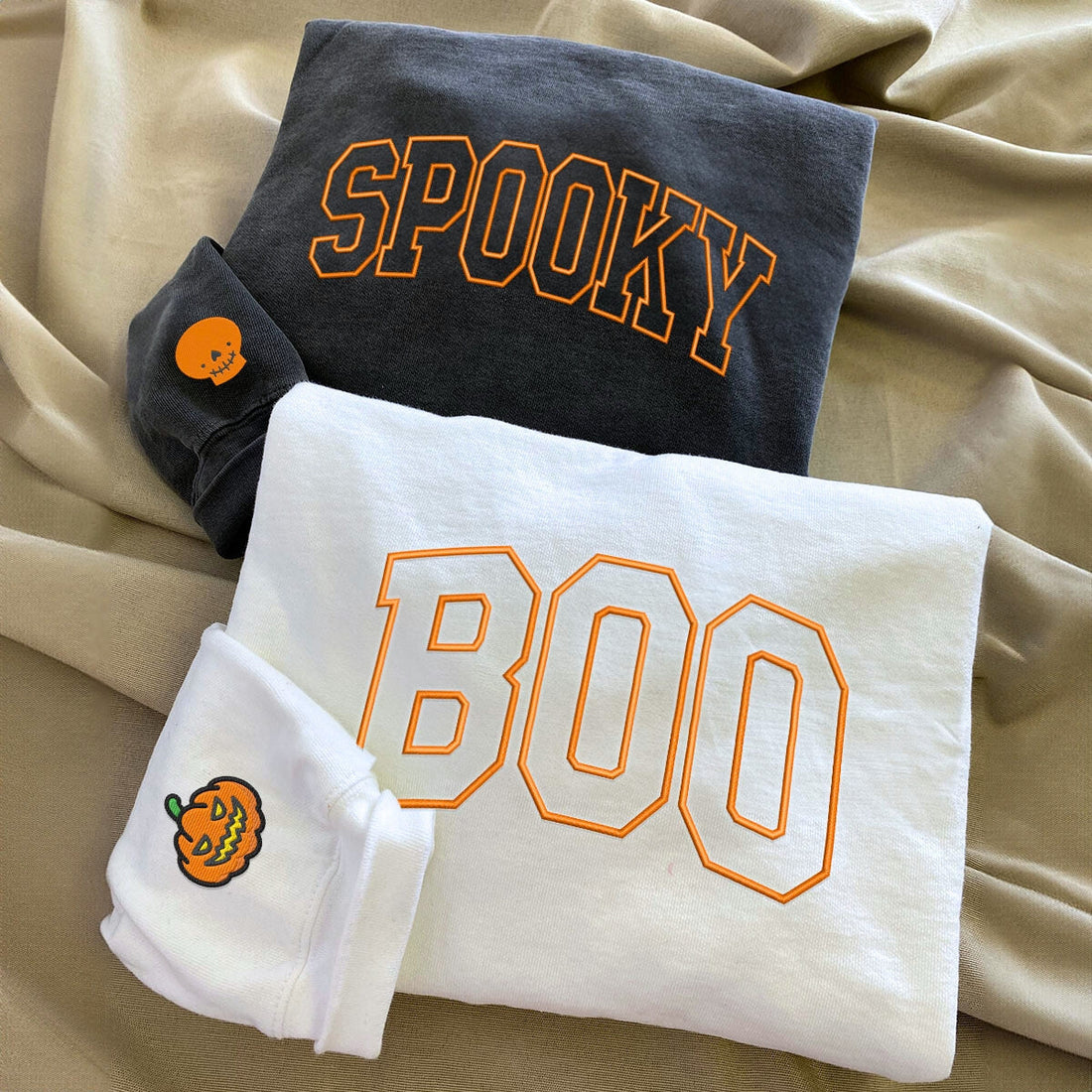Comfort ColorsÂ® Embroidered Boo Spooky Halloween T-Shirt or Sweatshirt