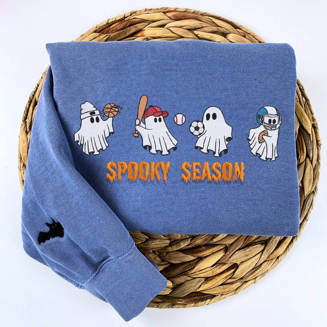 Comfort ColorÂ® Embroidered Ghost Playing Sport Spooky Season Halloween T-Shirt or Sweatshirt