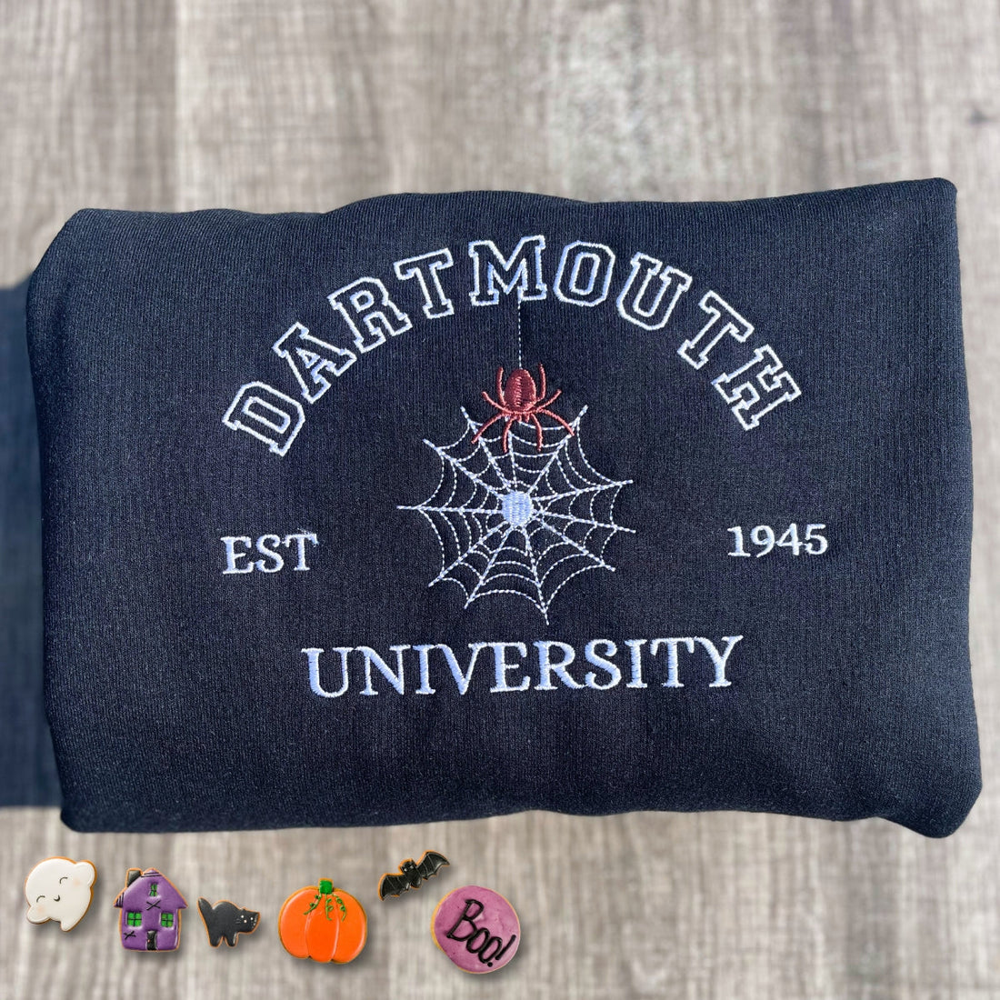 Comfort ColorÂ® Custom Embroidered University Spiderweb Halloween T-Shirt or Sweatshirt