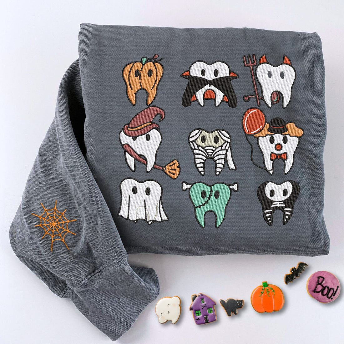 Comfort ColorÂ® Embroidered Spooky Halloween Dentist Teeth T-Shirt or Sweatshirt