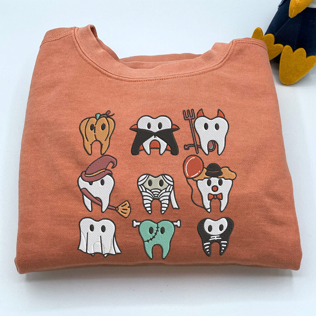 Comfort ColorÂ® Embroidered Spooky Halloween Dentist Teeth T-Shirt or Sweatshirt