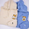 Cute Hamster Heart Custom Embroidered Matching Hoodies For Couples